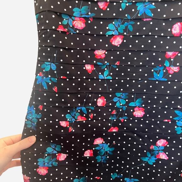 For Love & Lemons Posey Mini Dress Black Roses NWT with gloves - Picture 3 of 7